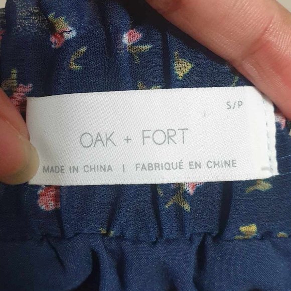 OAK + FORT Floral Navy Flowy Midi Skirt - S - Picture 6 of 6